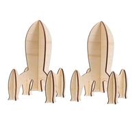 TOBBOMEY 2pcs Wooden Rocket Puzzle DIY Assembly for Hand-eye Coordination Development and Creative Play Educational Birthday Gift for Teens