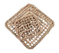 TOBBOMEY 2pcs Woven Grass Mat for Small Pets Natural Chew and Bedding for Rabbits Guinea Pigs Hamsters Safe Handwoven Square Mats for Dental Health and Cage Comfort