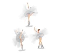 TOBBOMEY 3 Sets Ballerina Girl Ornaments Party Toppers Cake Decorating Tulle Birthday Decorations Ballerina Tree Topper Cake Ballet Lovers Statue Pvc White