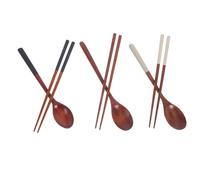 TOBBOMEY 3 Sets Portable Korean Utensil Set Wooden Spoons and Ramen Chopsticks Lightweight Compact Tableware for Asian Cuisine Dining at Home Office Travel
