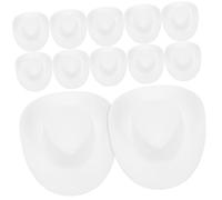 TOBBOMEY 30Pcs White Mini Cowboy Hats for Dolls Replaceable DIY Craft Miniature Hats Delicate Tiny Doll for Party and Dollhouse Decoration