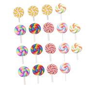 TOBBOMEY 35pcs Polymer Clay Lollipop Decorations for DIY Crafting Simulation Candy for Home Decor Phone Case Embellishments for Miniature House Layouts and