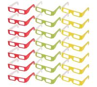 TOBBOMEY 36Pcs 3D Effect Paper Glasses Set with Red Green Yellow Lenses, Special Light Diffraction Party Eyewear for Birthday, Festival and Concert Accessories