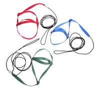 TOBBOMEY 3Pcs Adjustable Bird Fly Train Rope Harness Set for Parrots and Small Birds, Anti-Bite Traction Leash with M Size in Green, Blue, and Red for Outdoor Training and Flying