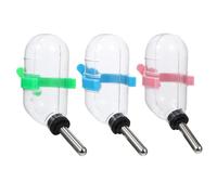 TOBBOMEY 3pcs Automatic Hamster Feeders 60ml with Anti-leak Ball for Rabbit and Chinchilla Small Pets, Includes Blue, Pink, Green Bottles with Random Plugs for Cage Random Color