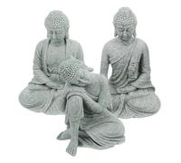 TOBBOMEY 3pcs Buddha Figurine Chinese Style Sandstone Buddha Statue 7.9x5.9x5.1inch Sandstone Meticulously Carved and Polished Modern Chinese Design Living Room Meditation Rooms Decor
