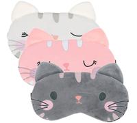 TOBBOMEY 3pcs Cartoon Cat Sleep Mask Eye Cover for Sleeping, Blackout Night Blindfold with Elastic Band, Soft Comfortable Eye Cover for Travel and Home Use, Suitable for Men and Women