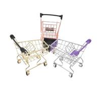 TOBBOMEY 3pcs Desktop Storage Ornaments Delicate Girl Mint Green Shopping Cart Mini Trolley for Pink Tiny Supermarket Cart Trolleys Mini Shop Accessories Metal
