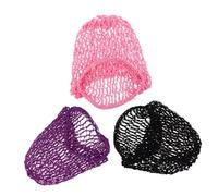 TOBBOMEY 3pcs Elastic Mesh Crochet Hair Nets for Long Hair Handwoven Bun Covers with Fine Craftsmanship for Sleeping Styling Bathing and Household Use