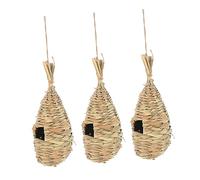 TOBBOMEY 3Pcs Handmade Knitted Bird Nests for Indoor and Outdoor Scene Decorations Rustic Hanging Bird Nests Natural Drainage and Ventilation