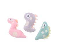 TOBBOMEY 3Pcs Interactive Cat Plush with Catnip Durable Pet Playset Including Pink Snake Gray Dinosaur Stimulates Curiosity and Prevents Furniture Scratching for Indoor Cats and Kittens
