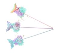 TOBBOMEY 3pcs Mermaid Sequin Tail Fairy Wand Carnival Costume Props for Birthday Party Favors Interactive Magical Dress-up Accessories