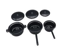 TOBBOMEY 3pcs Miniature Cooking Dollhouse Kitchen Cookware Accessories for Realistic Family Tiny Pots and Pans for Pretend Cooking