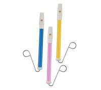 TOBBOMEY 3pcs Musical Slide Whistles Push-pull Flutes Tone-changing Metal Rod Instruments for Imaginative Play and Music Learning Pink Yellow Blue for Boys