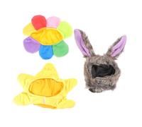 TOBBOMEY 3pcs Pet Dog Cat Cosplay Decor Fox Tail Hat Moving Ears Warm Winter Pet Hats for Dogs and Cats Birthday Party Costumes