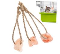 TOBBOMEY 3Pcs Pet Mineral Salt Chewing with Hemp Rope Nutrient Enrichment Blocks for Rabbits Squirrels Guinea Pigs Suitable for Teeth Grinding and Physical Health Maintenance