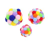 TOBBOMEY 3pcs Plush Cat Ball Colorful Interactive Playthings Soft Lightweight Pet Balls for Indoor Cats Entertainment and Training