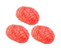 TOBBOMEY 3pcs Realistic Human Brain Model Halloween Prop Lifelike Brain Decor for Haunted House and Classroom Teaching