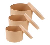 TOBBOMEY 3Pcs Round Kraft Paper Boxes with Lids for Party Favors, Packaging, and DIY Crafting - Small, Medium, Large Nesting Cardboard Boxes for Chocolate, Cake, and Jewelry Storage