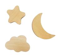 TOBBOMEY 3PCS Solid Wood Wall Hangers Star Moon Cloud Coat Hat Hooks No Punching Easy Install Decorative Wooden Coat Hooks for Clothing Towels