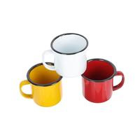 TOBBOMEY 3Pcs Vintage Enamel Drinking Cups Thickened Retro Water Tea Mugs for Lightweight Unbreakable Household Use