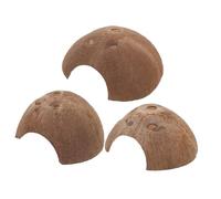 TOBBOMEY 3Pcs Wear-resistant Coconut Shell Reptile Hideouts Lightweight Decorative Shelter for Terrariums Small Safe Hiding Caves to Promote Appetite and Growth for Lizards Geckos Turtles