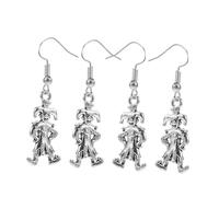 TOBBOMEY 4 Pairs Vintage Circus Clown Earrings Cartoon Dangle Jewelry for Women and Teens Lightweight Statement Accessory for Halloween Festivals and Parties