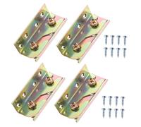 TOBBOMEY 4 Pcs Heavy Duty Iron Bed Frame Brackets Non-Mortise Bed Rail Fittings Easy Install Furniture Rail Connectors Screws for Wood Side