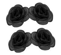 TOBBOMEY 4pcs Artificial Rose Flowers Black Fabric Faux Roses for DIY Crafts Home Decor Wedding Party Decorations Floral Accessories