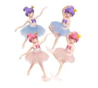 TOBBOMEY 4pcs Ballerina Girl Miniature Cake Ornaments Ballet Statue DIY Birthday Cake Decor Desktop Home Ornament for Party Tableware