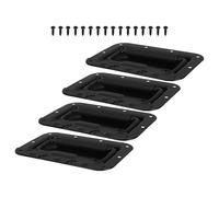 TOBBOMEY 4pcs Black Spring Loaded Flight Case Handles Heavy Duty Metal Recessed Carry Pull Handles with 16 Screws for Toolbox Storage Chest Speaker Cabinet