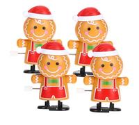TOBBOMEY 4pcs Clockwork Cookie Man Funny Gingerbread Christmas Wind up Funny Wind up Small Christmas Decorations Party Xmas Plastic