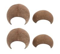 TOBBOMEY 4pcs Coconut Hideout Half Coconut Shell Hideout Snake Cave House Leopard Household Reptile Shelter Shell Hut Spider Light Brown