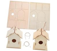 TOBBOMEY 4Pcs DIY Graffiti Bird House Kit Unfinished Wooden Bird Nest Craft Painting for Outdoor Decoration Creative Arts Imagination Development