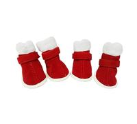 TOBBOMEY 4pcs Dog Boots for Windproof Booties for Pet Paws Snowy Conditions Red Keeps Paws Warm and Protected from Objects