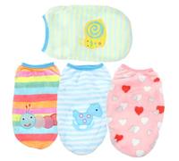 TOBBOMEY 4Pcs Flannel Pet Vest for Small Dogs Autumn Winter Warm Cartoon Dog Clothes Cute Puppy Costume for Pomeranian Schnauzer and Teacup Pets