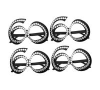 TOBBOMEY 4pcs Glitter Birthday Party Glasses Reusable Photo Booth Props for Milestone Celebrations Anniversary Favors Party Eyewear