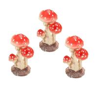 TOBBOMEY 4pcs Handcrafted Red Resin Mushroom Figurines Miniature Fairy Garden Terrarium Decorations with Stable Flat Base Home and Bonsai Ornament