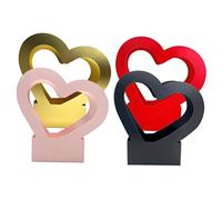 TOBBOMEY 4Pcs Heart Shaped Flower Wrapping Boxes Portable Bouquet Paper Gift Bags for Wedding Valentines Day Romantic Floral Packaging Pink Red Black Gold