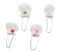 TOBBOMEY 4pcs Mini Chef Hats for Dolls and Stuffed Animals Soft Cotton Cooking Caps for Role Play Decorative Doll Accessories Red Green Blue Pink