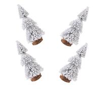 TOBBOMEY 4Pcs Miniature Artificial Christmas Trees Snow Flocked Pine Tabletop Decor for Home Holiday Party DIY Winter Scene Crafting