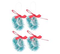 TOBBOMEY 4pcs Miniature Christmas Wreaths Tiny Dollhouse Decorations Festive Garland Ornaments for Micro Landscapes and Fairy Garden Crafts
