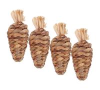 TOBBOMEY 4Pcs Natural Woven Carrot Chew for Rabbits Hamsters Chinchillas Small Pet Molar Nibbling Treats for Teeth Grinding and Exercise
