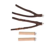 TOBBOMEY 4pcs Parrot Standing Rods Natural Wood Branch Set Bark Parrot Perch Stand for Cage Bird Toys and Play Perches Suitable for and Small Birds