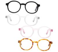 TOBBOMEY 4pcs Pet Glasses for Dogs and Cats Transparent Plastic Eyewear in and Leopard Print Protective and Fashionable Sunglasses for Pets for Parties and Photos