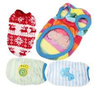 TOBBOMEY 4Pcs Pet Winter Clothes Small Dog Cartoon Flannel Warm Vest for Pomeranian Schnauzer Teacup Puppy Mixed Styles