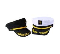 TOBBOMEY 4pcs Sailor Hat Caps White Black Nautical Captain Hats for Men Women Birthday Wedding Cosplay Party Outdoor Sun Protection