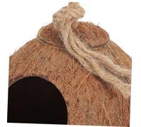 TOBBOMEY 4pcs Small Coconut Shell Pet Nest with Hanging Vine for Reptiles and Lizards Natural Reptile Living House and Sleeping Nest Compact for Comfortable Habitat