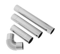 TOBBOMEY 4pcs Stainless Steel Chimney Flue Pipe with Elbow and Straight Tubes Modular Stove Pipe Flue for Fireplace and Camping Stove Heat Resistant Rustproof Ventilation