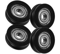 TOBBOMEY 4pcs U-Groove Pulley Rollers Sliding Wheel for Hardware Doors Windows Nylon Bearing Wheels with Wear-Resistant Structure Practical Replacement for Track Doors and Furniture